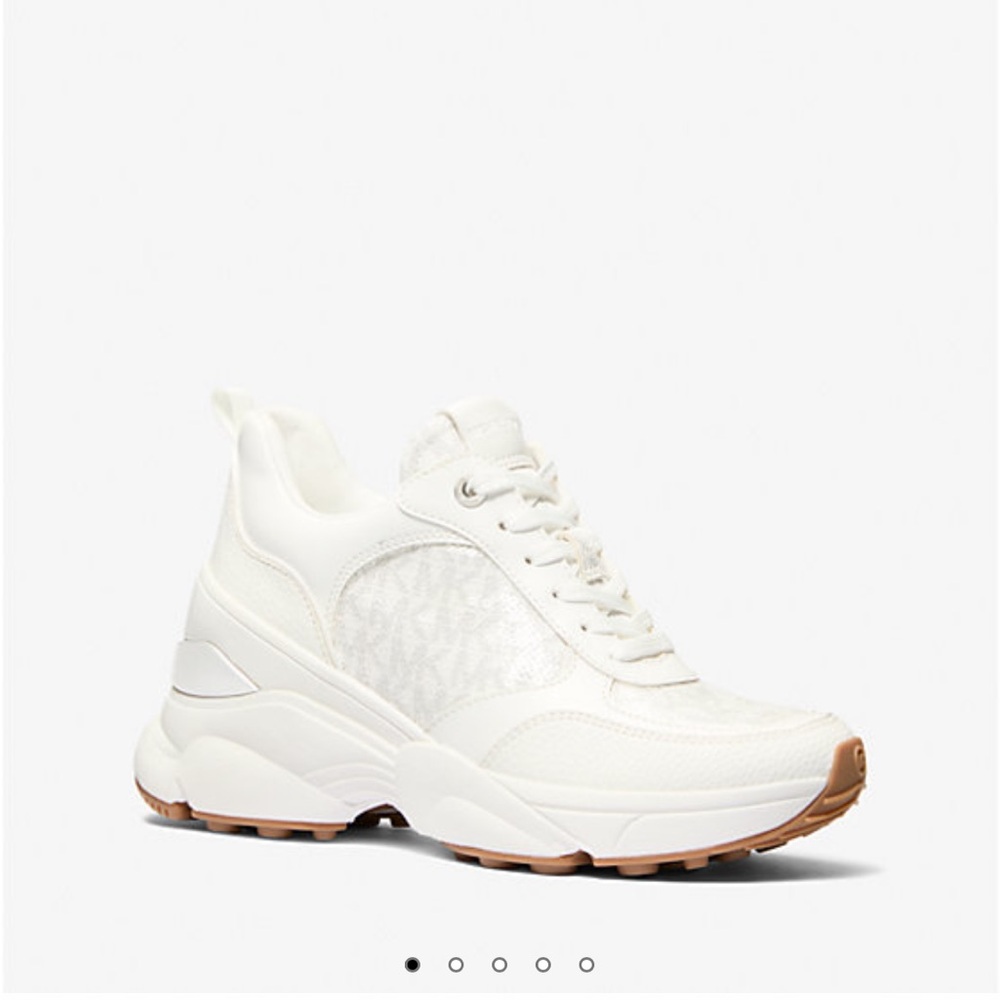 Michael Kors White Wedge Sneakers